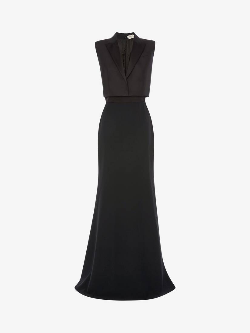 Vestidos Alexander McQueen Trompe L'oeil Evening Mujer - Negros - Mexico 183-PTXJQK